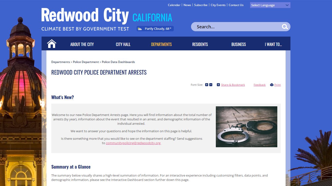 Redwood City Police Department Arrests