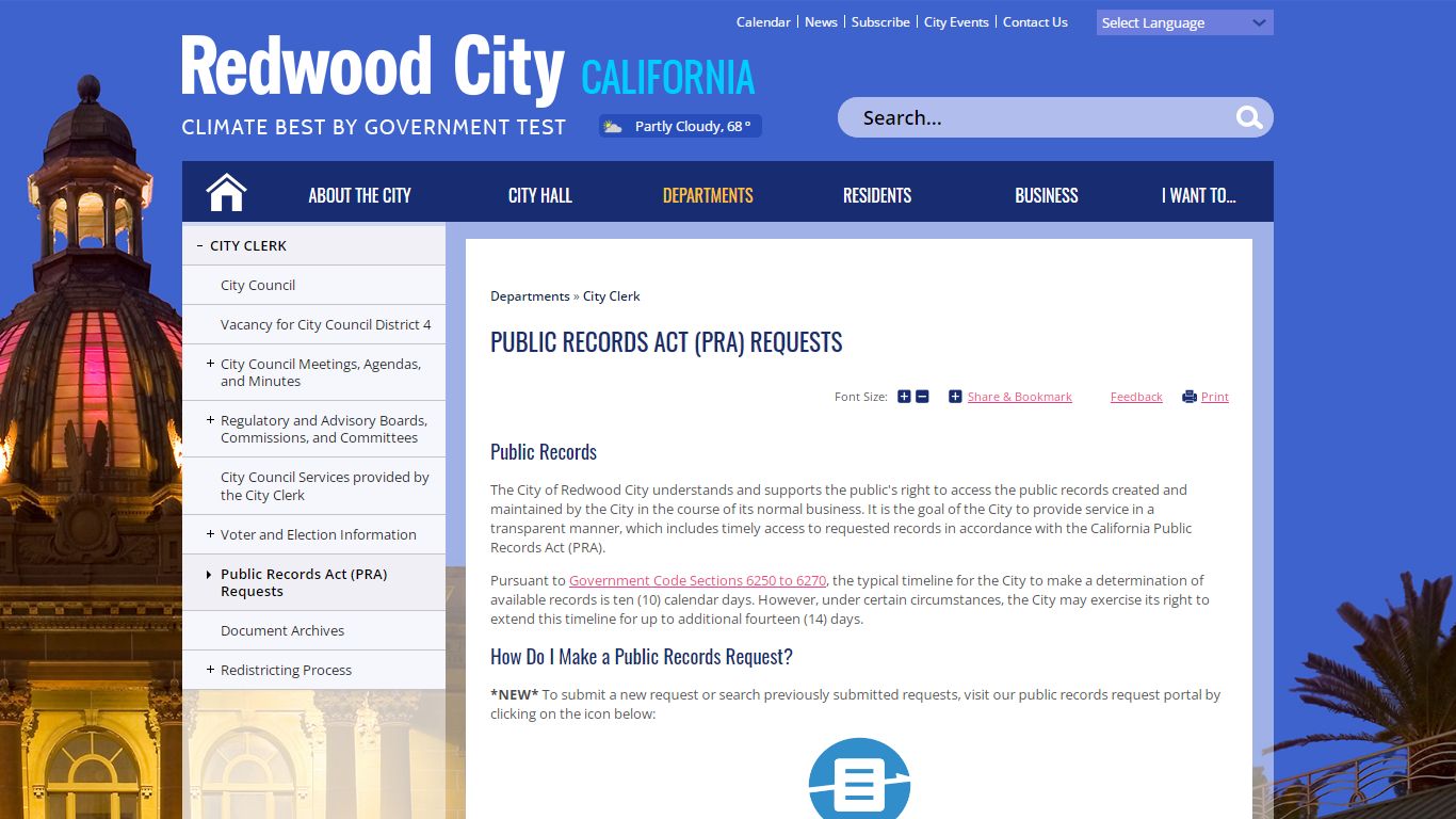 Public Records Act (PRA) Requests | City of Redwood City